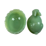 Mosser Bunny On A Basket Art Glass Rabbit Nest Jadeite Green Covered Dish New USA