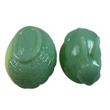 Mosser Bunny On A Basket Art Glass Rabbit Nest Jadeite Green Covered Dish New USA