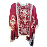Etched Cranberry Embroidered Cardigan, Size S/M New