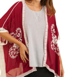 Etched Cranberry Embroidered Cardigan, Size S/M New