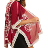 Etched Cranberry Embroidered Cardigan, Size S/M New
