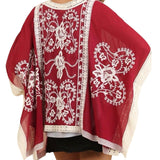 Etched Cranberry Embroidered Cardigan, Size S/M New