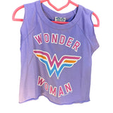 Junk Food Size 5 Girls Short TShirt No Sleeves Lavender Wonder Woman Girl Power