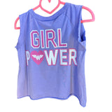 Junk Food Size 5 Girls Short TShirt No Sleeves Lavender Wonder Woman Girl Power New
