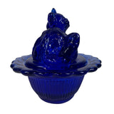 Mosser Mini Cat On Basket Kitten Nest Cobalt Salt Glass USA New