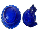Mosser Mini Cat On Basket Kitten Nest Cobalt Salt Glass USA New