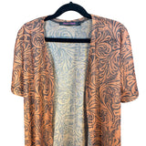 Crazy Train Lone Star Texas Tooled Leather Duster Kimono Cover Up Youth L