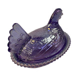 Rose’s Closet Purple Carnival Glass Hen on Nest 3 1/2” tall 4 3/4” long New Chicken