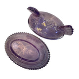 Rose’s Closet Purple Carnival Glass Hen on Nest 3 1/2” tall 4 3/4” long New Chicken
