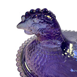 Rose’s Closet Purple Carnival Glass Hen on Nest 3 1/2” tall 4 3/4” long New Chicken