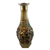 Reimagined Art Vintage Vase Bronze Tone Faces Collage 11.5” Unique