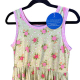 Charlie’s Project Green Floral Sleeveless Twirl Dress Size 7 Pockets New