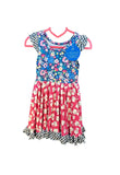 Charlie’s Project Twirl Dress Floral Kittens Cats Flowers Ruffles Pockets Cap Sleeves New