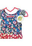 Charlie’s Project Twirl Dress Floral Kittens Cats Flowers Ruffles Pockets Cap Sleeves New