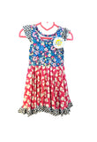 Charlie’s Project Twirl Dress Floral Kittens Cats Flowers Ruffles Pockets Cap Sleeves New