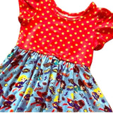 Charlie’s Project Twirl Dress Super Girl Red Stars Heroes Pockets New Size 3/4