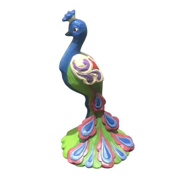 Jim Shore Mini Peacock Heartwood Creek 5” Multicolor New Nature Bird Plume Royal
