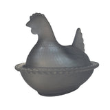 Rose’s Closet Smoke Satin Glass Hen on Nest 3 1/2” tall 4 3/4” long New