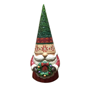 Jim Shore Christmas Gnome Wreath Poinsettias 7” Tall Holiday New