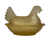 Rose’s Closet Gold Satin Glass Hen on Nest 3 1/2” tall 4 3/4” long New