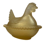 Rose’s Closet Gold Satin Glass Hen on Nest 3 1/2” tall 4 3/4” long New