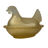 Rose’s Closet Gold Satin Glass Hen on Nest 3 1/2” tall 4 3/4” long New