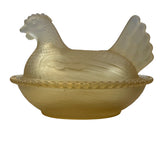 Rose’s Closet Gold Satin Glass Hen on Nest 3 1/2” tall 4 3/4” long New