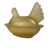 Rose’s Closet Gold Satin Glass Hen on Nest 3 1/2” tall 4 3/4” long New