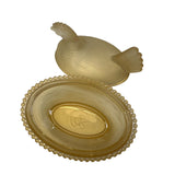 Rose’s Closet Gold Satin Glass Hen on Nest 3 1/2” tall 4 3/4” long New