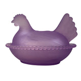 Rose’s Closet Purple Satin Glass Hen on Nest 3 1/2” tall 4 3/4” long New