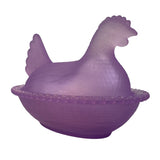 Rose’s Closet Purple Satin Glass Hen on Nest 3 1/2” tall 4 3/4” long New