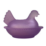 Rose’s Closet Purple Satin Glass Hen on Nest 3 1/2” tall 4 3/4” long New