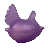 Rose’s Closet Purple Satin Glass Hen on Nest 3 1/2” tall 4 3/4” long New