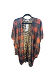 Crazy Train Leopard Inside Out Red Black Buffalo Plaid Cardigan One Size
