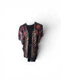 Crazy Train Leopard Inside Out Red Black Buffalo Plaid Cardigan One Size