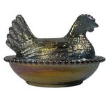 Rose’s Closet Black Carnival Glass Hen on Nest 3 1/2” tall 4 3/4” long New