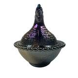 Rose’s Closet Smokey Black Carnival Glass Hen on Nest 3 1/2” tall 4 3/4” long New Chicken