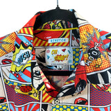 Oh Snap Drill Clothing Mens Size L Colorful Comic Cartoon Art Polyester Preworn Button Front