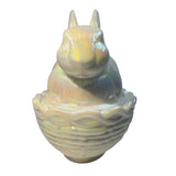 Mosser Bunny On Basket Nest White Carnival Glass Rabbit Covered Dish New USA
