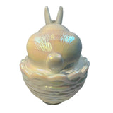 Mosser Bunny On Basket Nest White Carnival Glass Rabbit Covered Dish New USA