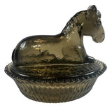 Rosso Smoke Satin Split Ribbed Base Pony Horse on a Basket New