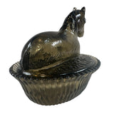 Rosso Smoke Satin Split Ribbed Base Pony Horse on a Basket New
