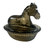 Rosso Smoke Satin Split Ribbed Base Pony Horse on a Basket New