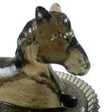 Rosso Smoke Satin Split Ribbed Base Pony Horse on a Basket New
