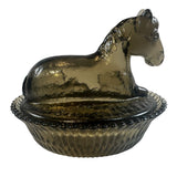 Rosso Smoke Satin Split Ribbed Base Pony Horse on a Basket New