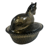 Rosso Smoke Satin Split Ribbed Base Pony Horse on a Basket New