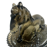 Rosso Smoke Satin Split Ribbed Base Pony Horse on a Basket New