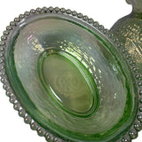 Rose’s Closet Green Carnival Glass Hen on Nest Chicken 3 1/2” tall 4 3/4” long New