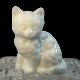 Mosser White Milk Glass Fluffy Kitten Cat  Figure Marked New USA