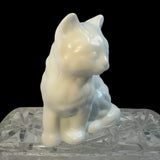 Mosser White Milk Glass Fluffy Kitten Cat  Figure Marked New USA
